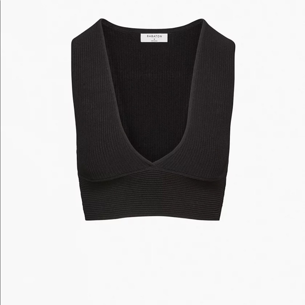 Aritzia Babaton Sculpt Knit Deep V Tank in Black